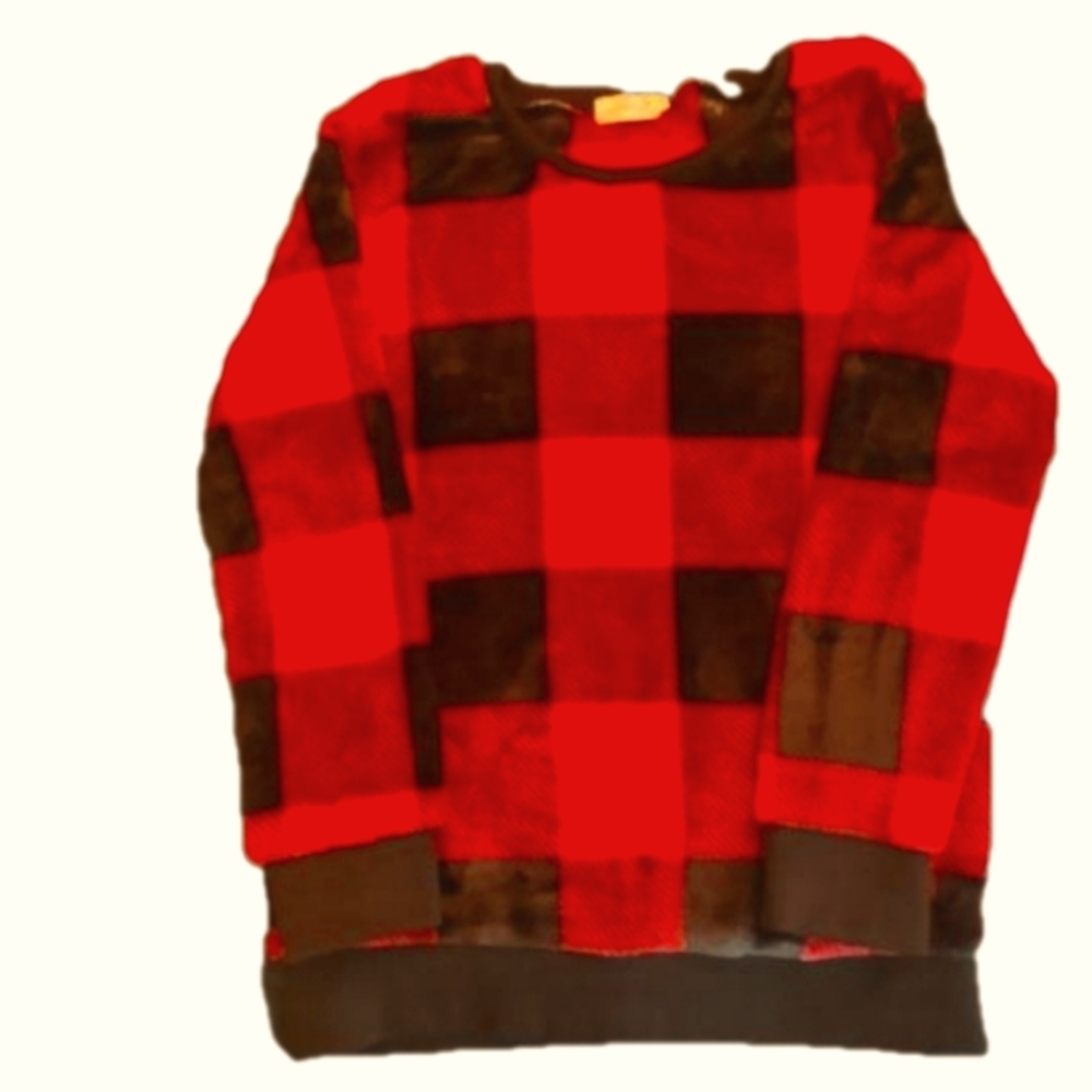 3/$30 Girls Plaid Fleece Sweatshirt, Size XL